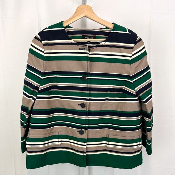 NWT TALBOTS Striped Button Up Jacket - Size 12 - Picture 1 of 13